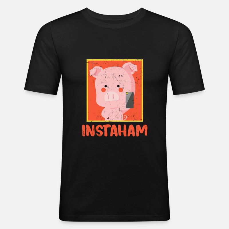 Insta - Männer Slim Fit T-Shirt - Schwarz