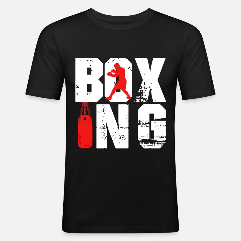 Guantoni da boxe sparring punching bag per hobby - Maglietta aderente da uomo - nero