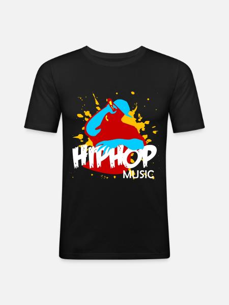 Hip Hop - Männer Slim Fit T-Shirt - Schwarz