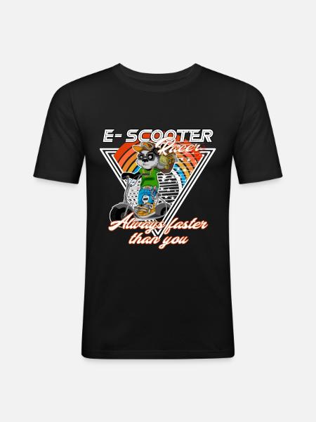 Escooter Electricscooter Panda - Men's Slim Fit T-Shirt - black