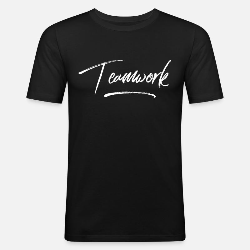 Teamwork - Männer Slim Fit T-Shirt - Schwarz