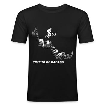 Mountainbike Spruch Biker Downhill - Männer Slim Fit T-Shirt - Schwarz - Vorne - Nik (191cm)
