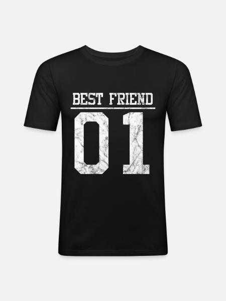 Beste Freunde Best Friend - Männer Slim Fit T-Shirt - Schwarz