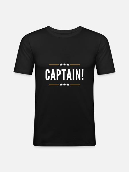 CAPTAIN! - Männer Slim Fit T-Shirt - Schwarz