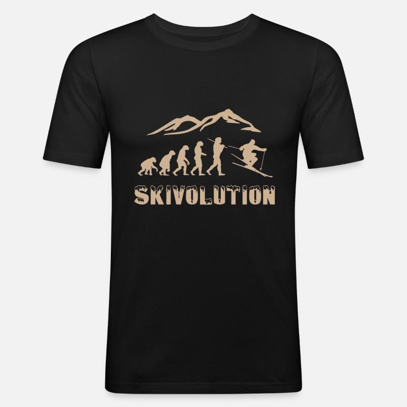 Ski Evolution Skifahrer Schnee Winter - Männer Slim Fit T-Shirt - Schwarz