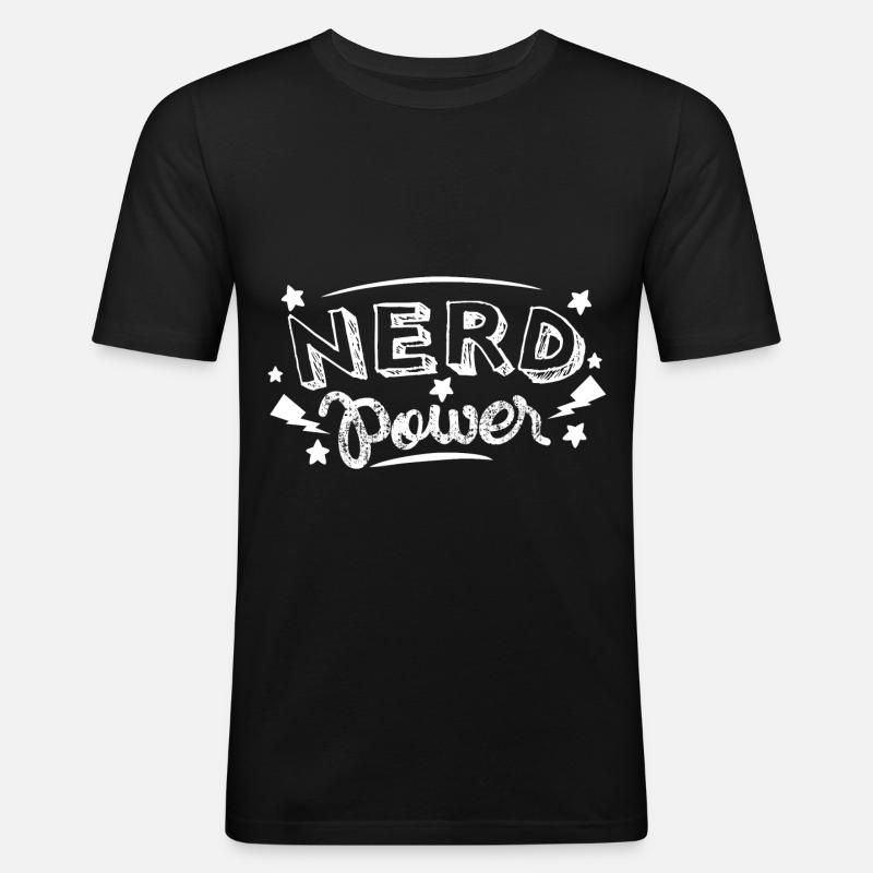 Nerd Power - Männer Slim Fit T-Shirt - Schwarz