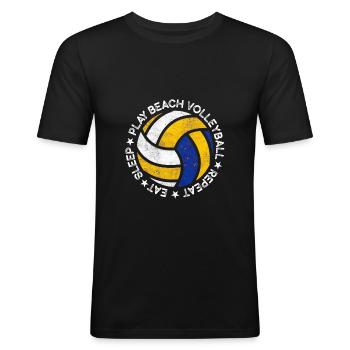 Beach Volleyball Tee Volleyball Leidenschaft - Männer Slim Fit T-Shirt - Schwarz - Vorne - Nik (191cm)