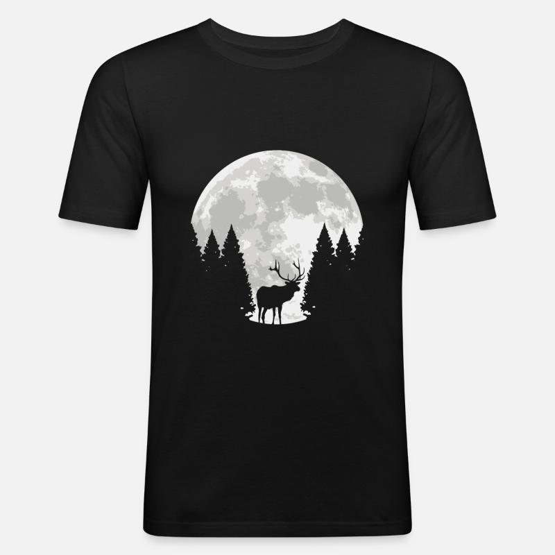 Hirsch Mond Geschenkidee - Männer Slim Fit T-Shirt - Schwarz