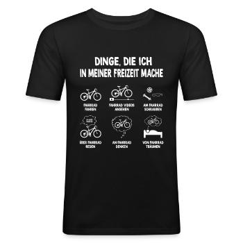 Fahrrad Dinge die ich in meiner Freizeit mache - Männer Slim Fit T-Shirt - Schwarz - Vorne - Nik (191cm)