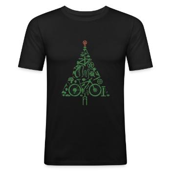 fahrrad tannenbaum weihnachts shirt bike - Männer Slim Fit T-Shirt - Schwarz - Vorne - Nik (191cm)