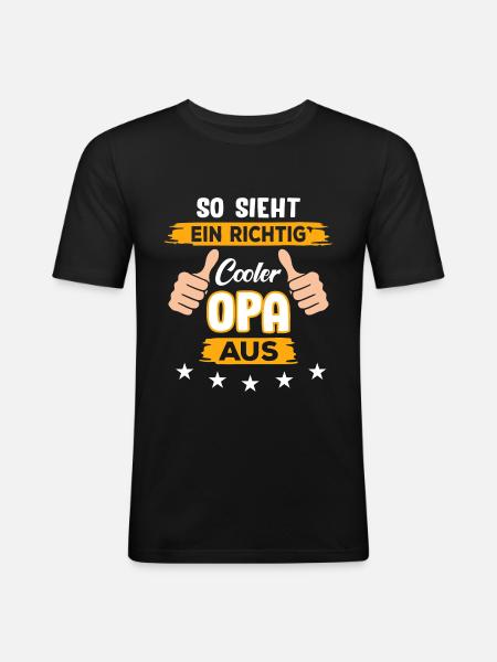 cooler Opa - Männer Slim Fit T-Shirt - Schwarz