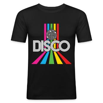 Disco 80's party retro 80's disco gift - Men's Slim Fit T-Shirt - black - Front - Nik (191cm)