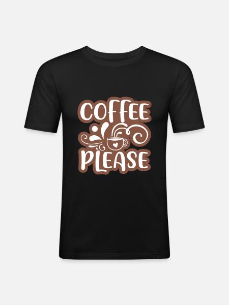 Kaffe venligst klistermærke Design 01 - Herre Slim Fit T-Shirt - sort