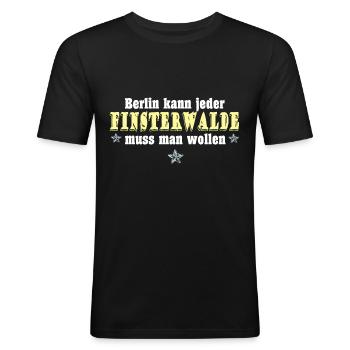 finsterwalde 01 - Männer Slim Fit T-Shirt - Schwarz - Vorne - Nik (191cm)