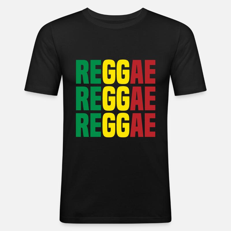Reggae - Männer Slim Fit T-Shirt - Schwarz