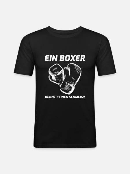Boxen Boxer Spruch - Männer Slim Fit T-Shirt - Schwarz