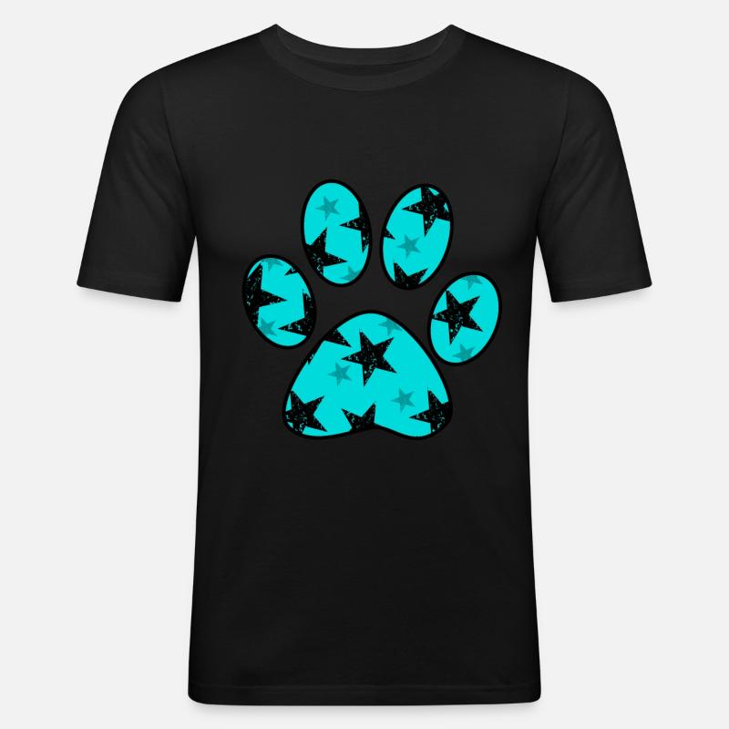 Pfote mit Sternmuster - Männer Slim Fit T-Shirt - Schwarz