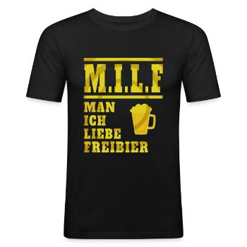 Bier Spruch Lustig Saufen Geschenk sprüche - Männer Slim Fit T-Shirt - Schwarz - Vorne - Nik (191cm)