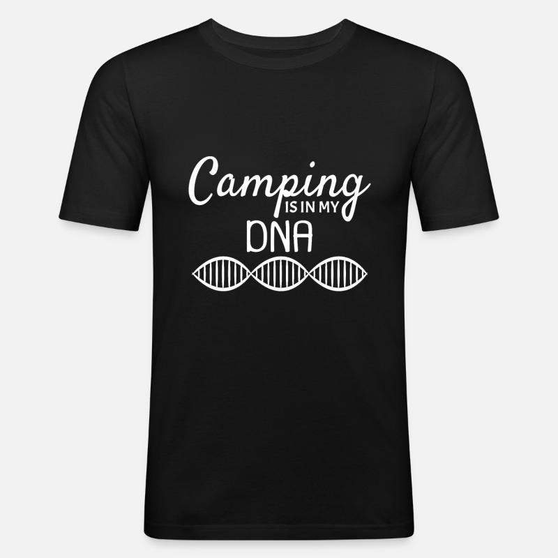 Camping - Männer Slim Fit T-Shirt - Schwarz