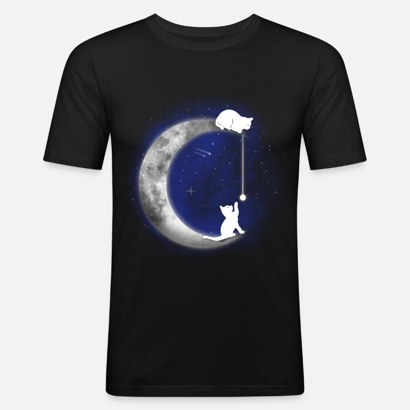 Katze - Männer Slim Fit T-Shirt - Schwarz