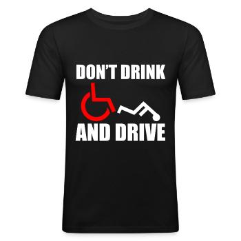 Fauteuil roulant Humour Handicapé - T-shirt près du corps Homme - noir - Devant - Nik (191cm)