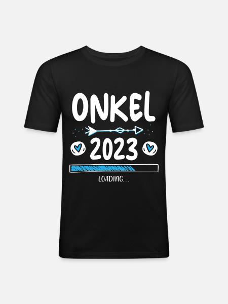 Onkel 2023 Loading - Männer Slim Fit T-Shirt - Schwarz