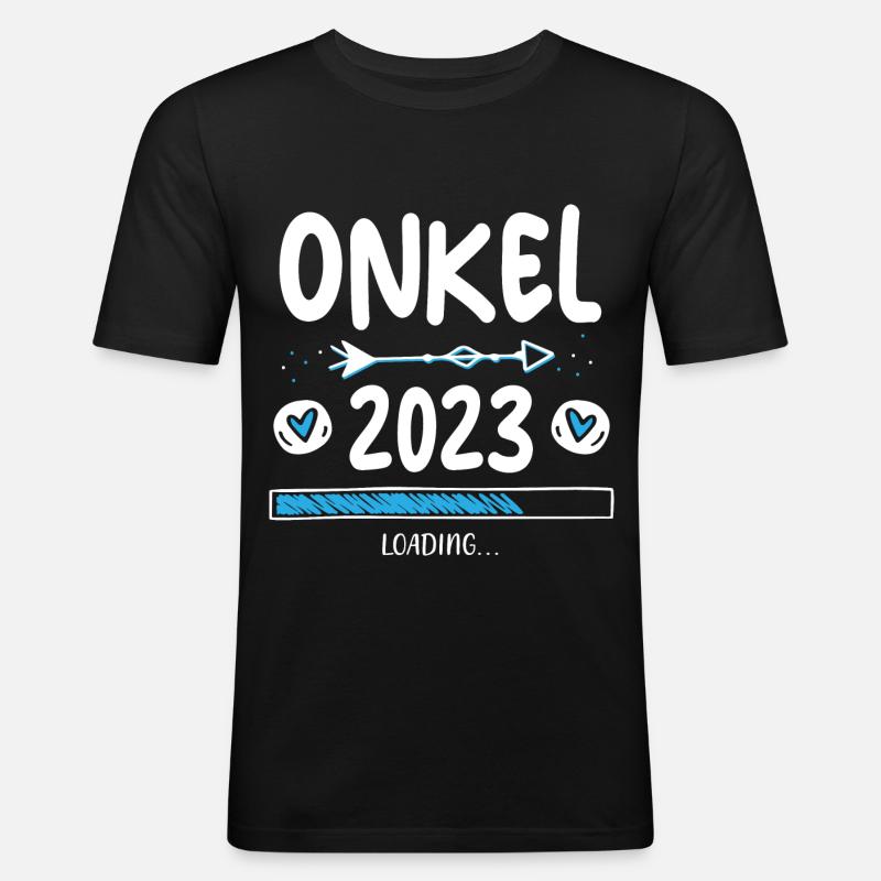 Onkel 2023 Loading - Männer Slim Fit T-Shirt - Schwarz