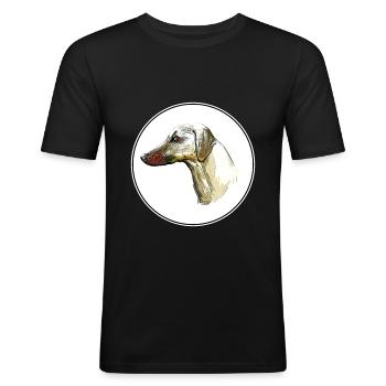 Sloughi Hund Aquarell Skizze Illustration - Männer Slim Fit T-Shirt - Schwarz - Vorne - Nik (191cm)