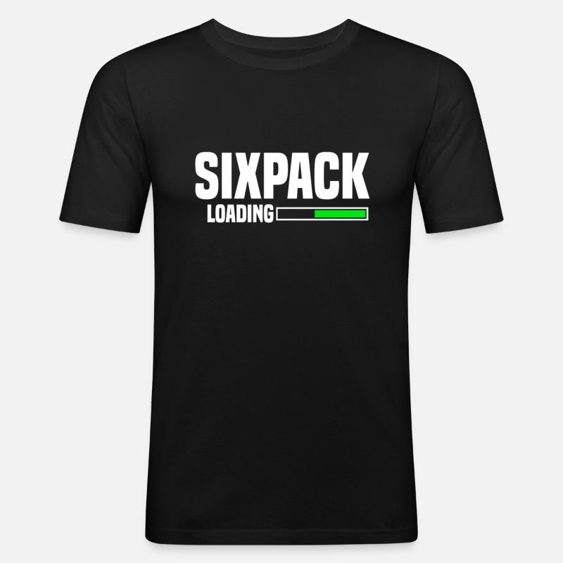 sixpack loading - Männer Slim Fit T-Shirt - Schwarz