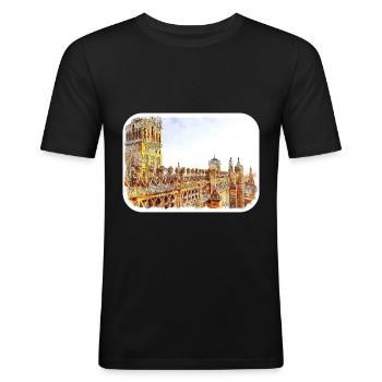 Sevilla Spanien Aquarellskizze Gezeichnete Illustration - Männer Slim Fit T-Shirt - Schwarz - Vorne - Nik (191cm)