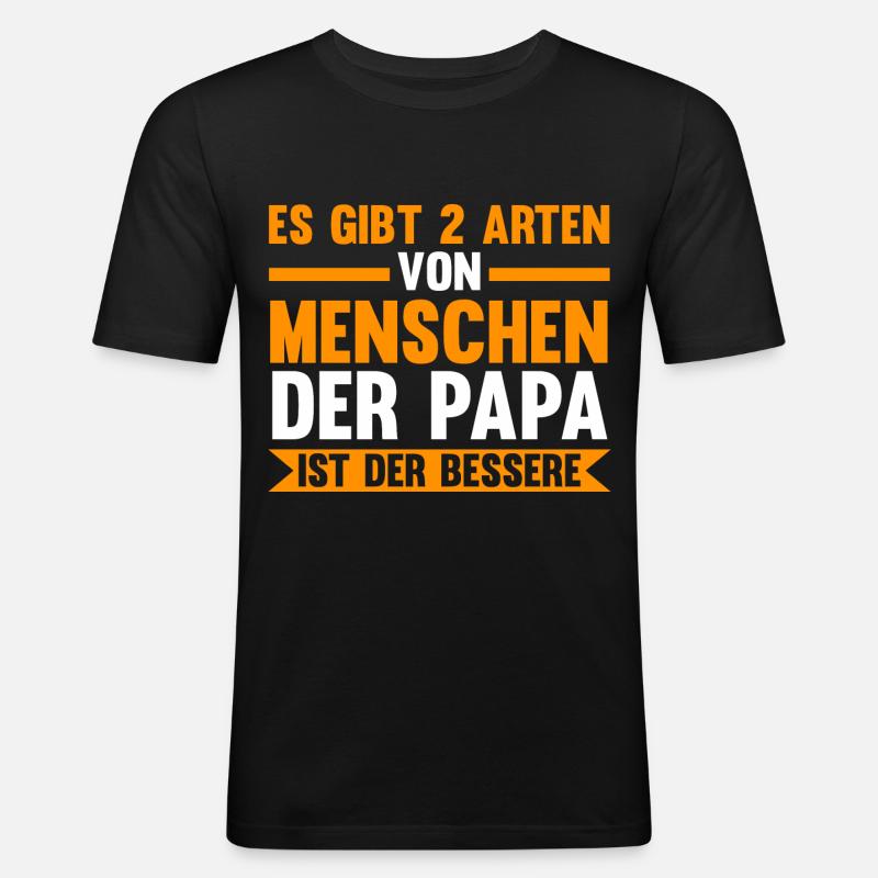 Vater Papi Papa - Männer Slim Fit T-Shirt - Schwarz
