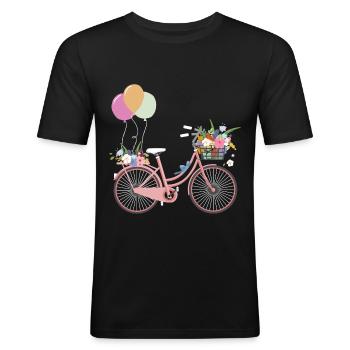 Fahrrad Blumen Luftballon Pink Rad - Männer Slim Fit T-Shirt - Schwarz - Vorne - Nik (191cm)