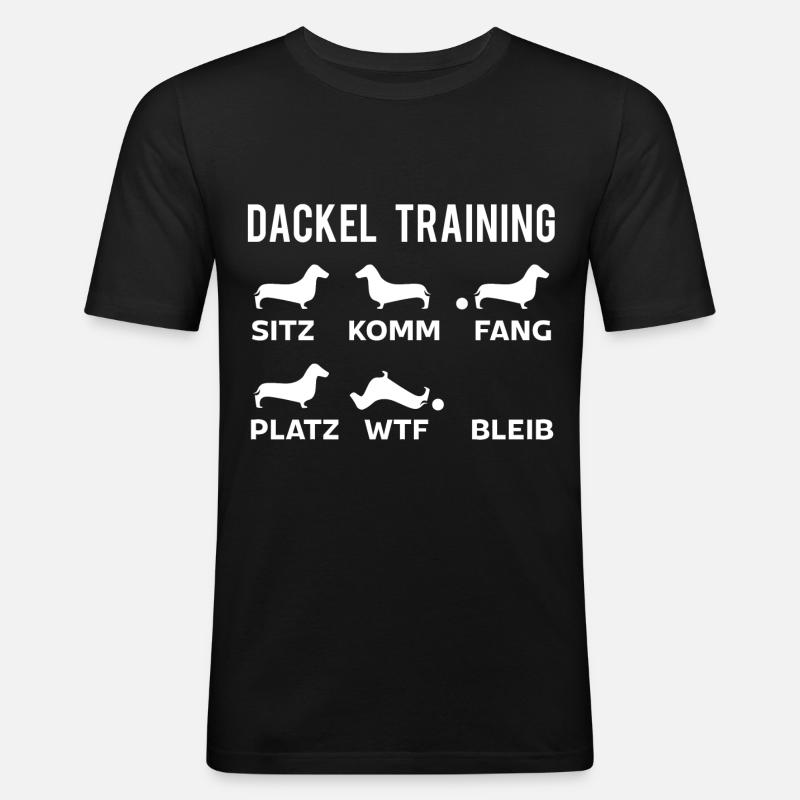Dackel Training - Männer Slim Fit T-Shirt - Schwarz