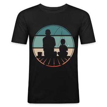 Vater Tochter - Männer Slim Fit T-Shirt - Schwarz - Vorne - Nik (191cm)