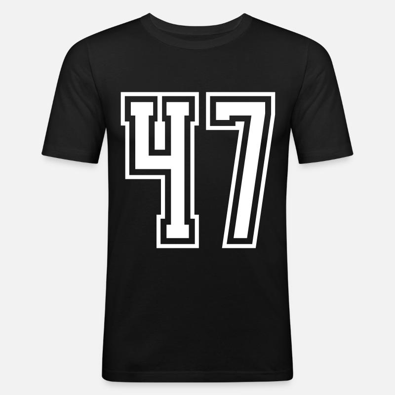 47 Zahl nummer - Männer Slim Fit T-Shirt - Schwarz