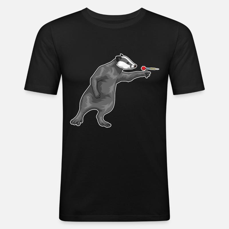 Honigdachs Dart Dartpfeil - Männer Slim Fit T-Shirt - Schwarz
