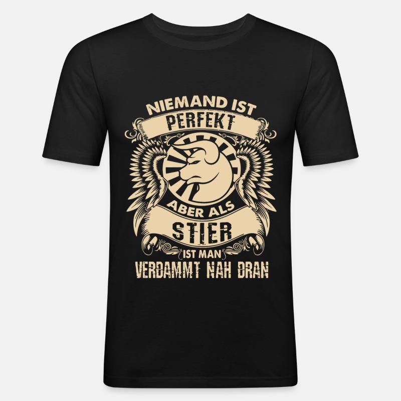 Sternzeichen Stier - ist perfekt - Männer Slim Fit T-Shirt - Schwarz