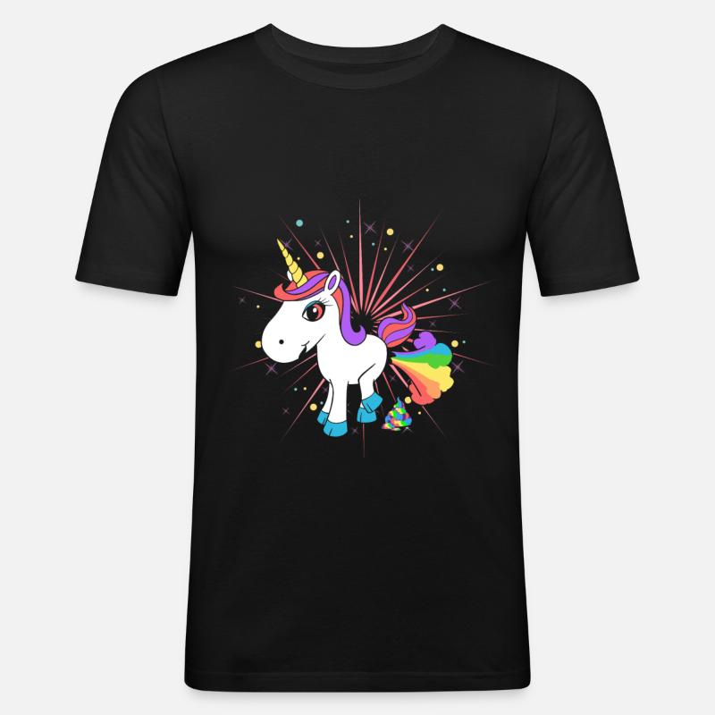 Pupsendes Einhorn - Männer Slim Fit T-Shirt - Schwarz