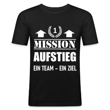 Mission Aufstieg Sport Mannschaft - Männer Slim Fit T-Shirt - Schwarz - Vorne - Nik (191cm)