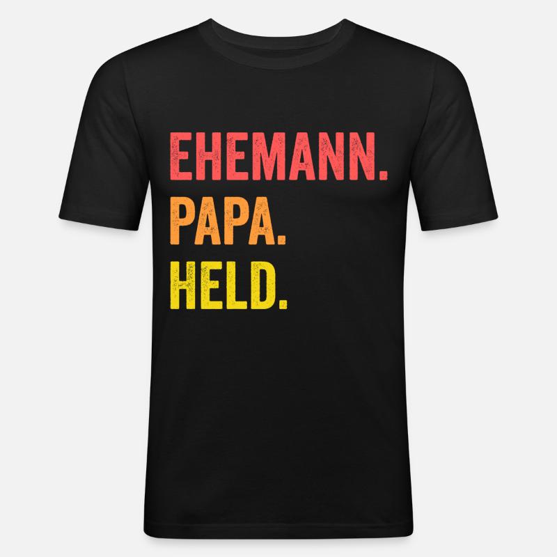 Vater Papi Papa - Männer Slim Fit T-Shirt - Schwarz