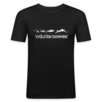 Schwimmen – Shirt Evolution Schwimmer Geschenk - Männer Slim Fit T-Shirt - Schwarz - Vorne - Nik (191cm)
