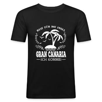 Urlaub – Shirt Insel Gran Canaria Geschenk - Männer Slim Fit T-Shirt - Schwarz - Vorne - Nik (191cm)