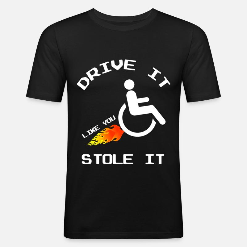 Rollstuhl Witzig - Männer Slim Fit T-Shirt - Schwarz