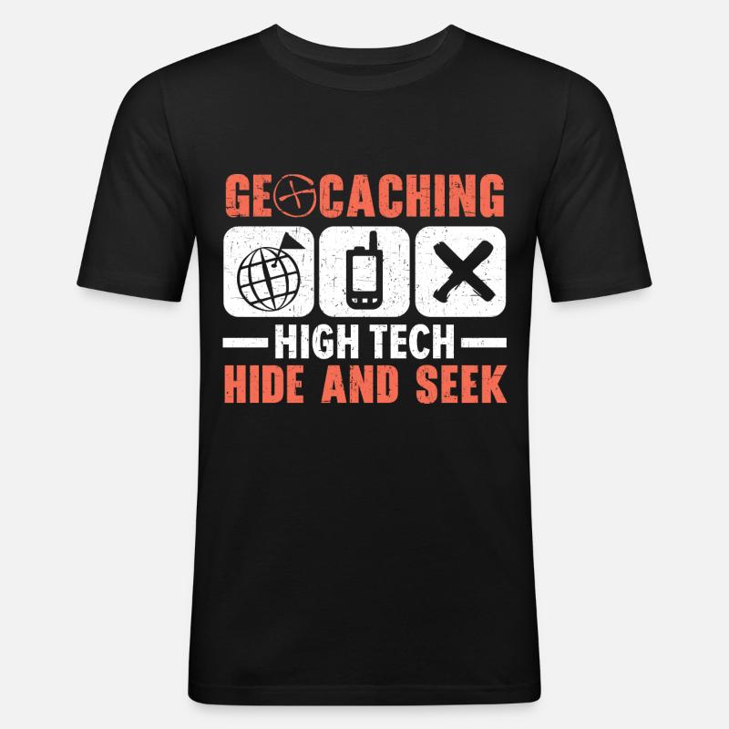 Géocachette de haute technologie Cache-cache - T-shirt près du corps Homme - noir