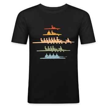 Rudern Vintage Ruderer - Männer Slim Fit T-Shirt - Schwarz - Vorne - Nik (191cm)