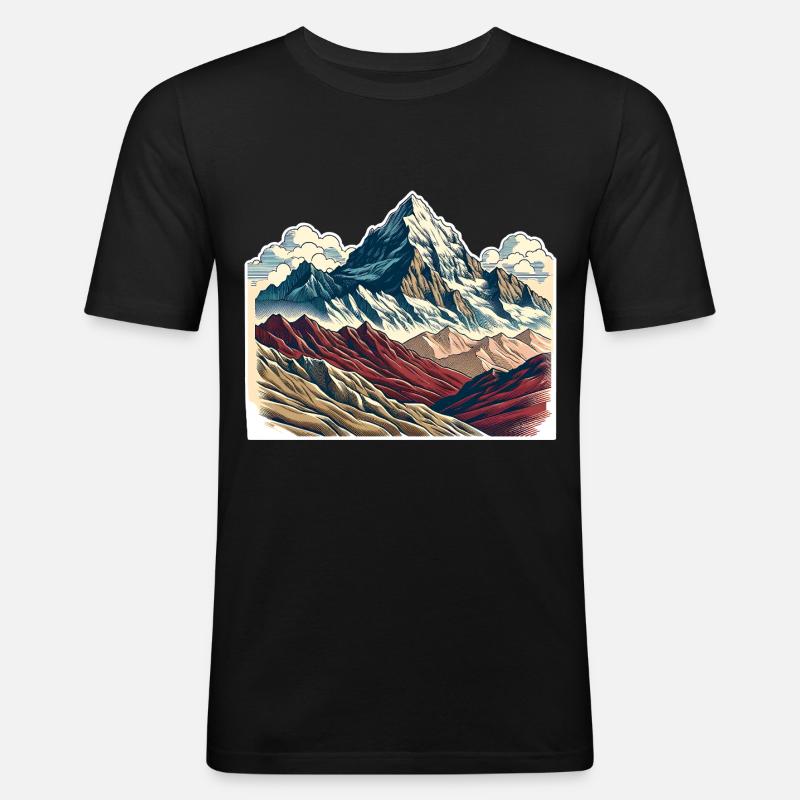 Berge - Männer Slim Fit T-Shirt - Schwarz