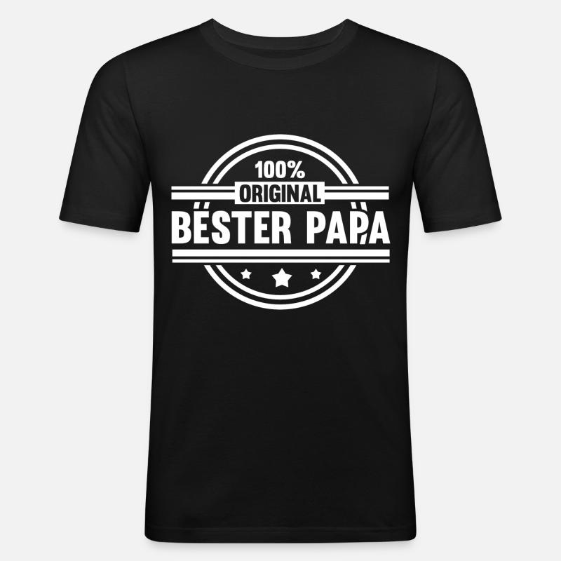 Vater Papi Papa - Männer Slim Fit T-Shirt - Schwarz