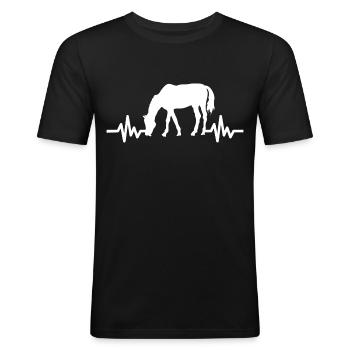 Heartbeat - Étalon Cheval Jument Ross Equestrian - T-shirt près du corps Homme - noir - Devant - Nik (191cm)