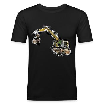 T174Holz - Männer Slim Fit T-Shirt - Schwarz - Vorne - Nik (191cm)