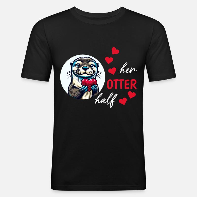Otter half liebe geschenk - Männer Slim Fit T-Shirt - Schwarz